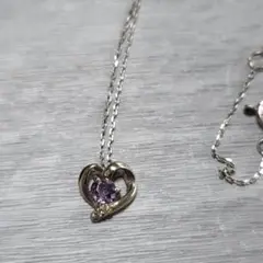 ネックレス 紫 パープル ハート アクセサリー ストーン