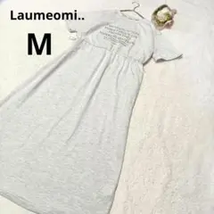 Laumeomi.. ラウミーオミ ロング丈ワンピース 半袖 綿 薄灰/M