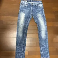 スキニーデニム 青 ダメージ加工　32