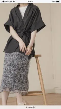 mysty woman 5分袖 Ｗポケット シアー シャツ 新品 タグ付き F
