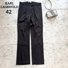 【KARL LAGERFELD】センタープレス ストレートパンツ 42 XL 黒