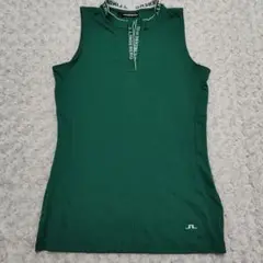 美品　J.Lindeberg スキッパーノースリーブシャツ　グリーン　S