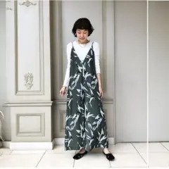 SACRA（サクラ）リーフプリント パンツ サロペット 日本製 38