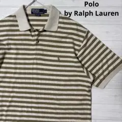 Polo by Ralph Lauren コットンリネン ボーダーポロシャツ L