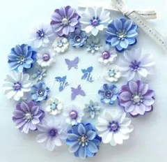 O-633✿立体お花シール‎ 色紙 クラフトパンチ ウェディング 推し活 デコ