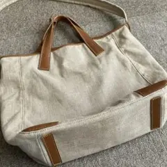 ベージュ キャンバス トートバッグ2way