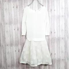 Rirandture*切替 異素材 ニット チュール スカート ワンピース【1】