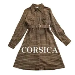 【CORSICA】コルシカ◆Y2K/ベルト/シャツワンピ/千鳥格子/昭和レトロ