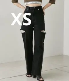 Chico ダメージワイドデニムパンツ　ブラック　XS