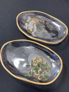 風神雷神 ガラス小皿
