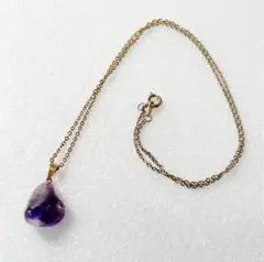 【K18/紫石付き】美品 高級 ゴールド レディース ネックレス