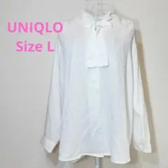 UNIQLO ユニクロ レーヨン ボウタイ ブラウス オフィスカジュアル リボン