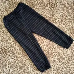 パーリッシィ PAR ICI パンツ 黒 ストライプ ウエストゴム 紐