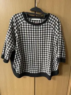as know as チェック柄 五分袖 Tシャツ