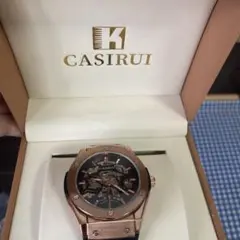 CASIRUI スケルトン 自動巻き時計 ローズゴールド