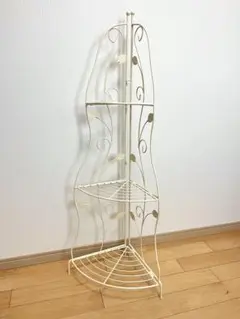 アイボリー スチール製 3段コーナーラック