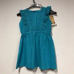 新品ターコイズ フリル ワンピース ノースリーブ