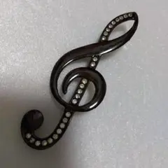 音符デザイン ブローチ ストーン装飾 約7.5cm