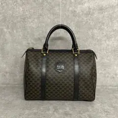 極 美品 セリーヌ マカダム ブラゾン ハンドバッグ ボストンバッグ ブラック