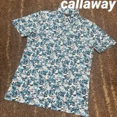 極美品極上品callaway メンズ ゴルフ シャツ 花柄総柄ブルー M