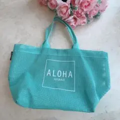 ♡ターコイズブルー色　ハワイHawaii ロゴ　メッシュバッグ♡