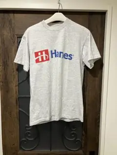 Hanes 90sグレー ロゴ Tシャツ　シングルステッチ アメリカ製