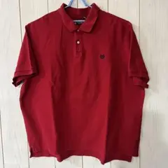 赤 ポロシャツ ロゴ刺繍付き
