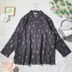 マダム アンディ(XL)総柄 オーバーシャツ ジャケット / ウール混 日本製