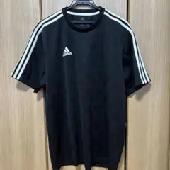 adidas 黒 Tシャツ ストライプ