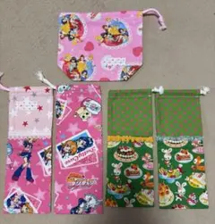 5点セット箸セットお弁当袋 ふたりはプリキュア ディズニープリンセス名前タグ付き