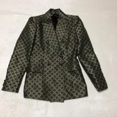 【匿名配送】ザラ 金ボタン ダブルジャケット ブレザー ジャケット 総柄 M