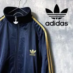 adidas トラックジャケット トレフォイルロゴ ゴールド ブラック