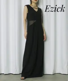 Ezick Triangle cut out シアーワンピース ロング ブラック