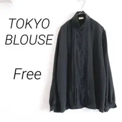 TOKYO BLOUSE 長袖シャツ ブラウス　黒　Free ドット柄　柔らかい
