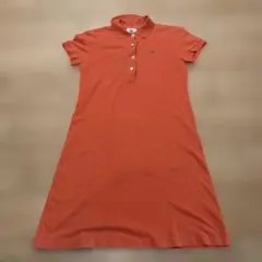 【日本製】LACOSTE 半袖シャツワンピース サイズ40 オレンジ