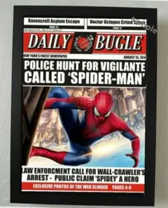 スパイダーマンSPIDERMANポスターフレーム付き壁掛け新聞広告パロディ③