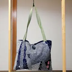 着物リメイク　有松鳴海絞りを約15～17種類使ったパッチワークトートバッグ