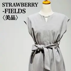 【美品】ストロベリーフィールズ ノースリーブワンピース ロング リボン付き