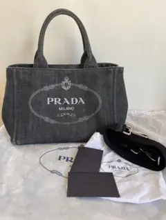 プラダ PRADA デニム ファブリック ハンドバッグ