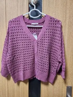 ※未使用 ehkasopo 透かし編みVネックカーディガン