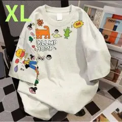 綿100% コットンキャラクターTシャツ　半袖　グレー