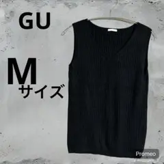 GU ブラック ノースリーブニット Vネック【M】