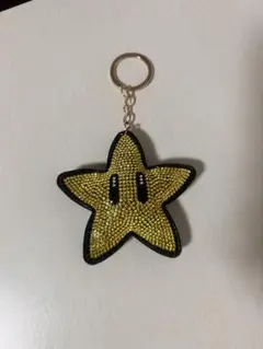 スーパーマリオ　スター　ラインストーンキーホルダー