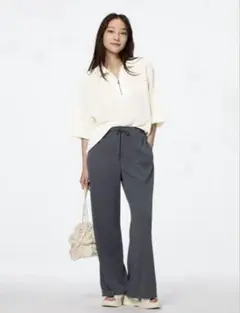 GU リブプルオンパンツ (丈標準68〜72㎝) グレー　M