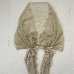 ショール　ストール　ラメ入り　イミテーションパール　ゴールド
