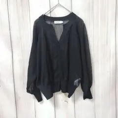 【デッサン】Dessin　カーディガン 長袖　シアー　ドルマン　ブラック　M