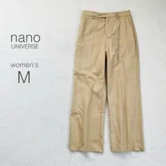 【ナノユニバース】セミワイドパンツ ハイウエスト 綿混 綺麗め オフィス【M】