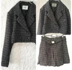 NICECLAUP ツイード クロップドジャケット スカートセットアップ F