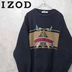 90s IZOD CLUB 希少 刺繍 スウェット トレーナー ブラック 古着