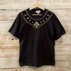 80s 90s gepetto 宝石 装飾 Tシャツ USA製 新品 黒